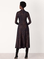 Whistles Brown Spotted Animal Mesh Dress - Image 2 of 5