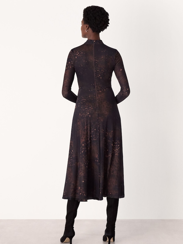 Whistles Brown Spotted Animal Mesh Dress - Image 2 of 5