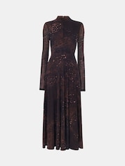 Whistles Brown Spotted Animal Mesh Dress - Image 5 of 5