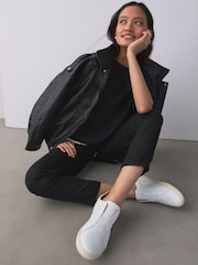 أبيض/وردي - حذاء رياضي سهل اللبس من الجلد من مجموعة Forever Comfort - Image 4 of 9