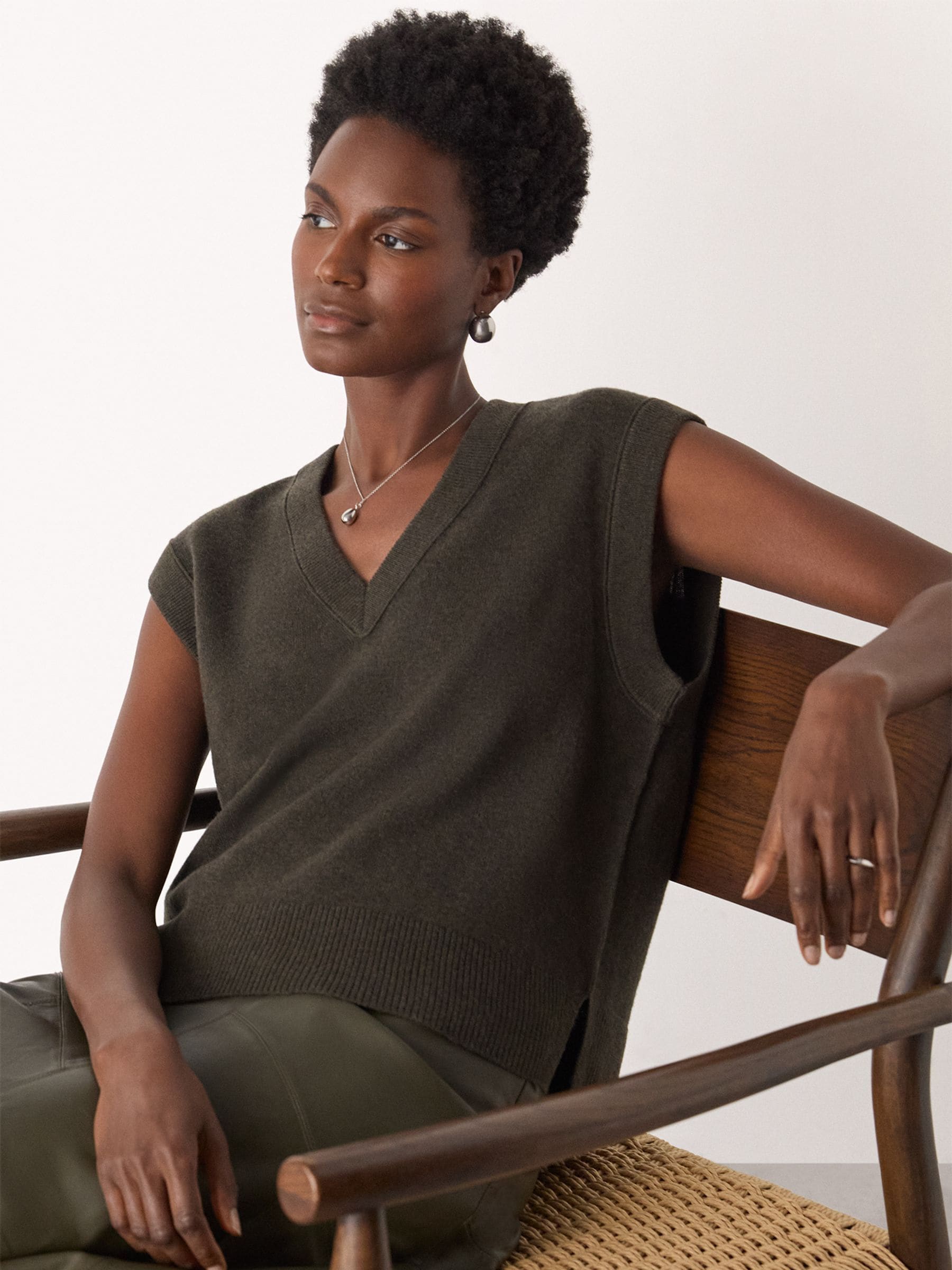 Buy Whistles Green Wool V-Neck Tank from Next USA