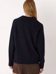 Whistles Blue Wool Collar Neck Knit Jumper - Image 2 of 4