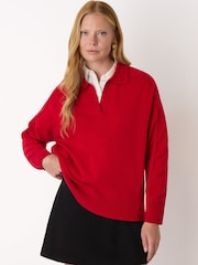 Whistles Red Wool Collar Neck Knit Jumper - Image 1 of 5