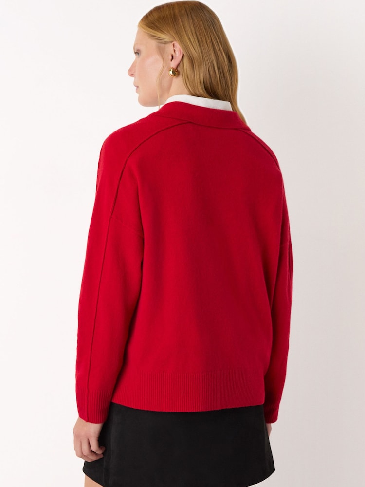Whistles Red Wool Collar Neck Knit Jumper - Image 2 of 5