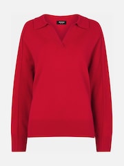 Whistles Red Wool Collar Neck Knit Jumper - Image 5 of 5