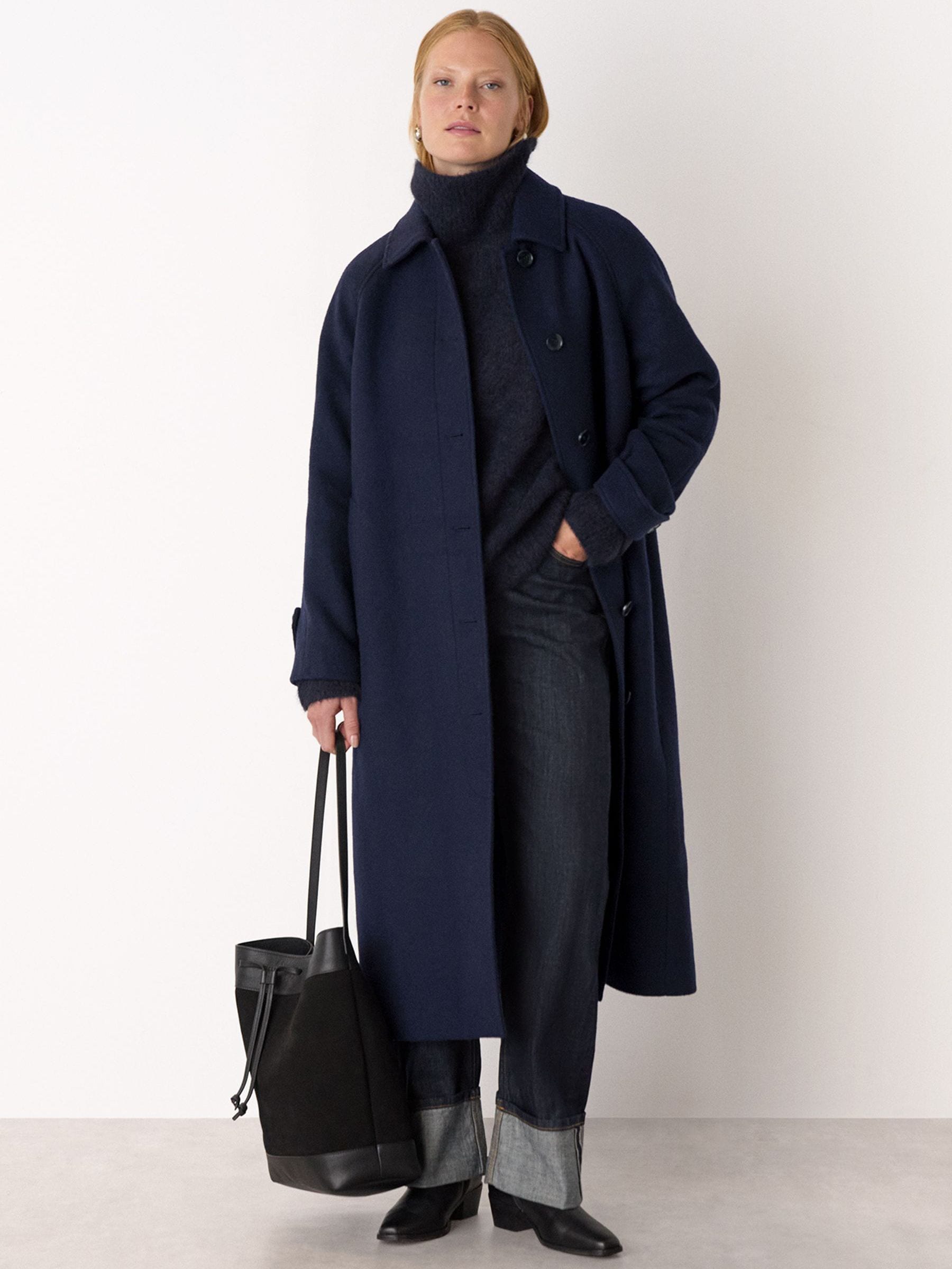 Buy Whistles Blue Collar Detail Long Wool Coat from the Next UK