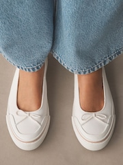 أبيض - Forever Comfort® Canvas Ballet Flats - Image 2 of 10