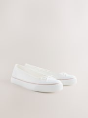 أبيض - Forever Comfort® Canvas Ballet Flats - Image 7 of 10
