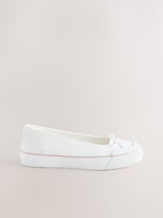 أبيض - Forever Comfort® Canvas Ballet Flats - Image 8 of 10