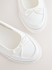 أبيض - Forever Comfort® Canvas Ballet Flats - Image 9 of 10