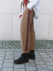 Tan Brown Straight Leg Belted Chinos with Side Stripes - Image 3 of 4