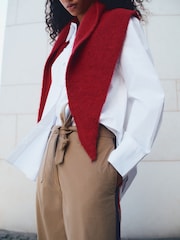 Tan Brown Straight Leg Belted Chinos with Side Stripes - Image 4 of 4