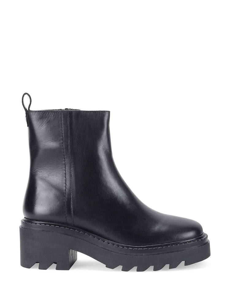 Off The Hook Black Bridgford Leather Chunky Heel Ankle Boots with Side Zipper - Image 2 of 6 Off The Hook Black Bridgford Leather Chunky Heel Ankle Boots with Side Zipper - Image 2 of 6