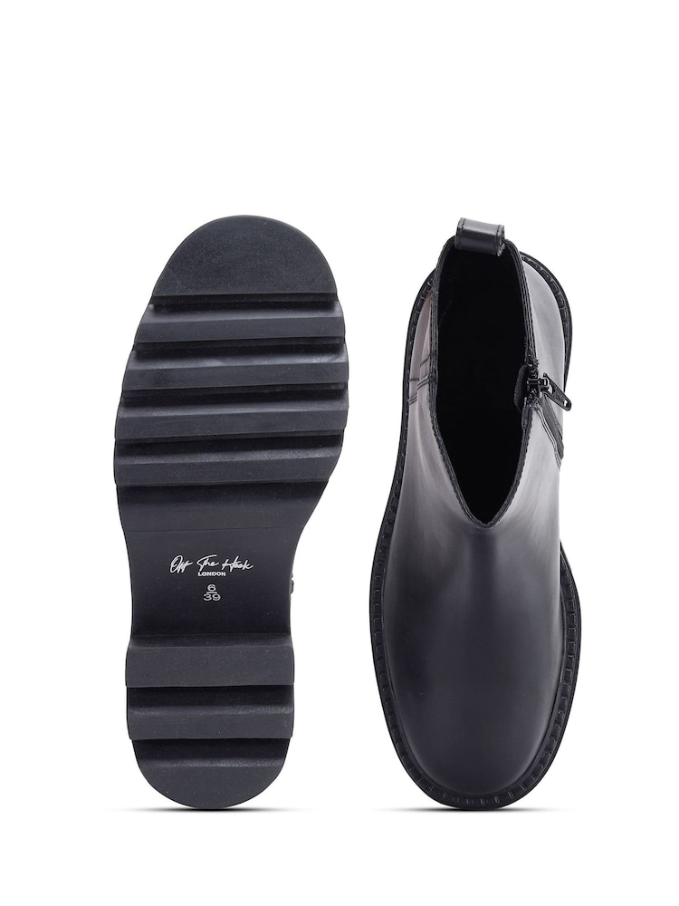 Off The Hook Black Bridgford Leather Chunky Heel Ankle Boots with Side Zipper - Image 6 of 6 Off The Hook Black Bridgford Leather Chunky Heel Ankle Boots with Side Zipper - Image 6 of 6