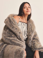 Simply Be Natural Natural Faux Fur Maxi Coat - Image 4 of 5