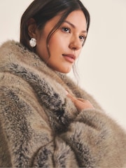Simply Be Natural Natural Faux Fur Maxi Coat - Image 5 of 5