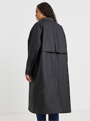 Simply Be Black Premium Midaxi Rubberised Raincoat - Image 2 of 4