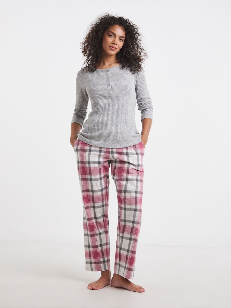 Simply Be Brown Pretty Secrets Check Henly Pyjamas Set - Image 1 of 4 Simply Be Brown Pretty Secrets Check Henly Pyjamas Set - Image 1 of 4