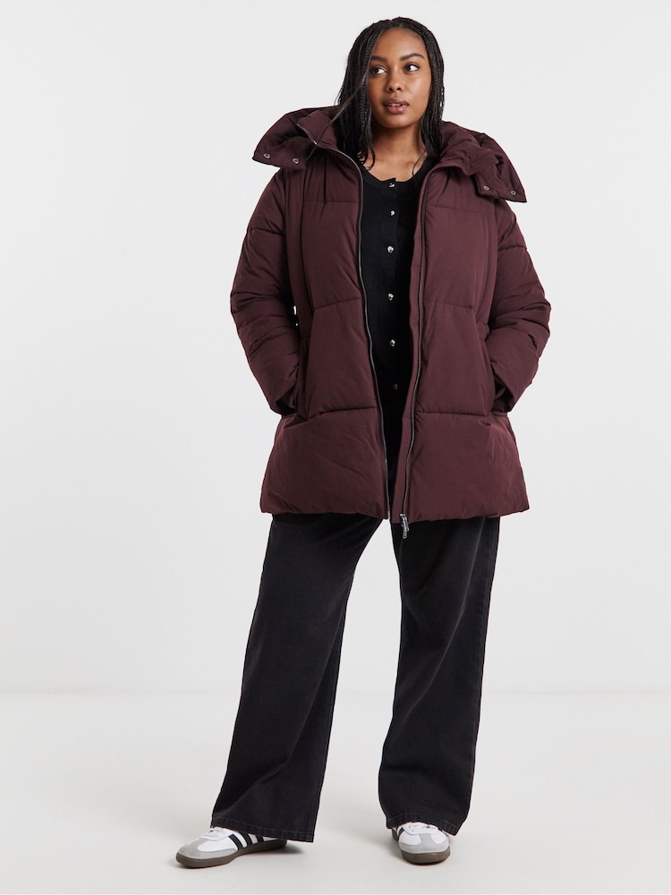 Simply Be Red Longline Padded Coat - Image 1 of 4 Simply Be Red Longline Padded Coat - Image 1 of 4