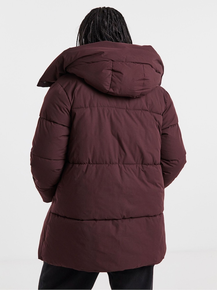 Simply Be Red Longline Padded Coat - Image 2 of 4 Simply Be Red Longline Padded Coat - Image 2 of 4