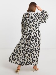 Simply Be Animal V-Neck Button Through Midi Dress - Image 2 of 4