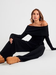 River Island Black Bardot Lounge Set - Image 3 of 4