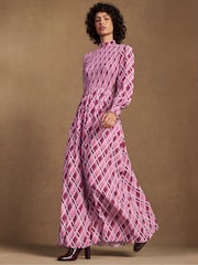 Ro&Zo Pink Check Print Shirred Dress - Image 1 of 6