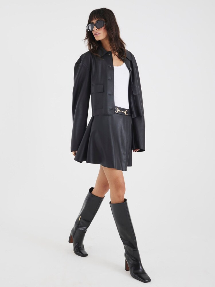 River Island Black Snaffle Faux Leather Mini Skirt - Image 2 of 4