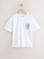 White Dragon Back Print Short Sleeve Graphic T-Shirt (3-16yrs) - Image 1 of 5