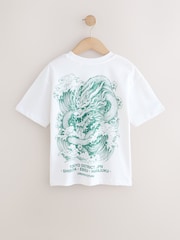 White Dragon Back Print Short Sleeve Graphic T-Shirt (3-16yrs) - Image 2 of 5