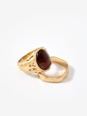 Mint Velvet Gold Tone Hammered Rings 2 Pack - Image 3 of 5