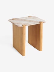 MADE.COM Acacia Wood and Solid Marble Callen Side Table - Image 5 of 6