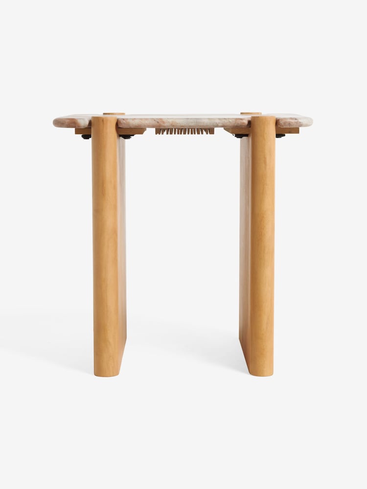 MADE.COM Acacia Wood and Solid Marble Callen Side Table - Image 6 of 6