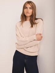 Mint Velvet Natural Cotton Blend Batwing Jumper - Image 1 of 6