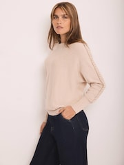 Mint Velvet Natural Cotton Blend Batwing Jumper - Image 2 of 6