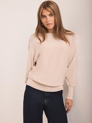 Mint Velvet Natural Cotton Blend Batwing Jumper - Image 3 of 6