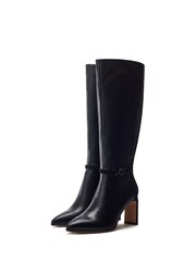 Moda in Pelle Black Sakanay Pointed Branded Snaffle Long Boots - Image 2 of 4