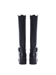 Negro - Moda in Pelle Brogue Detailing Elastic Panel Long Boots - Imagen 3 de 4