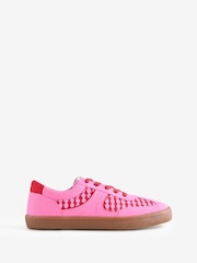 Eleanor Bowmer Pink Chequerboard Slim Lace Up Trainers - Image 3 of 6