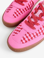 Eleanor Bowmer Pink Chequerboard Slim Lace Up Trainers - Image 5 of 6