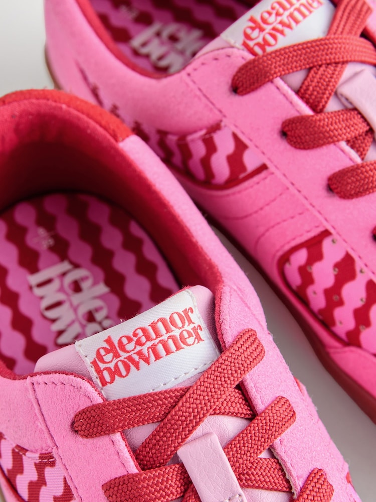 Eleanor Bowmer Pink Chequerboard Slim Lace Up Trainers - Image 6 of 6