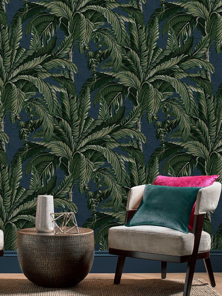 Graham & Brown Midnight Daintree Palm A4 Wallpaper Sample - Image 1 of 3 Graham & Brown Midnight Daintree Palm A4 Wallpaper Sample - Image 1 of 3