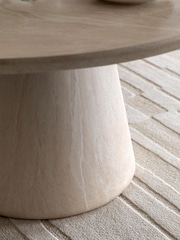 Gallery Home Natural Elysian Round Travertine Dining Table - Image 3 of 6