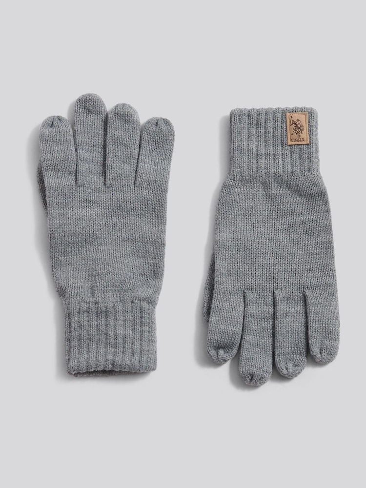 U.S. Polo Assn Grey Classic Knit Gloves - Image 1 of 3 U.S. Polo Assn Grey Classic Knit Gloves - Image 1 of 3