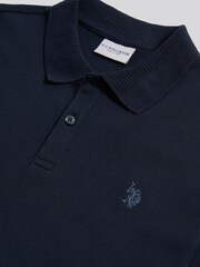 U.S. Polo Assn Blue Vertical Texture Polo Shirt - Image 3 of 3
