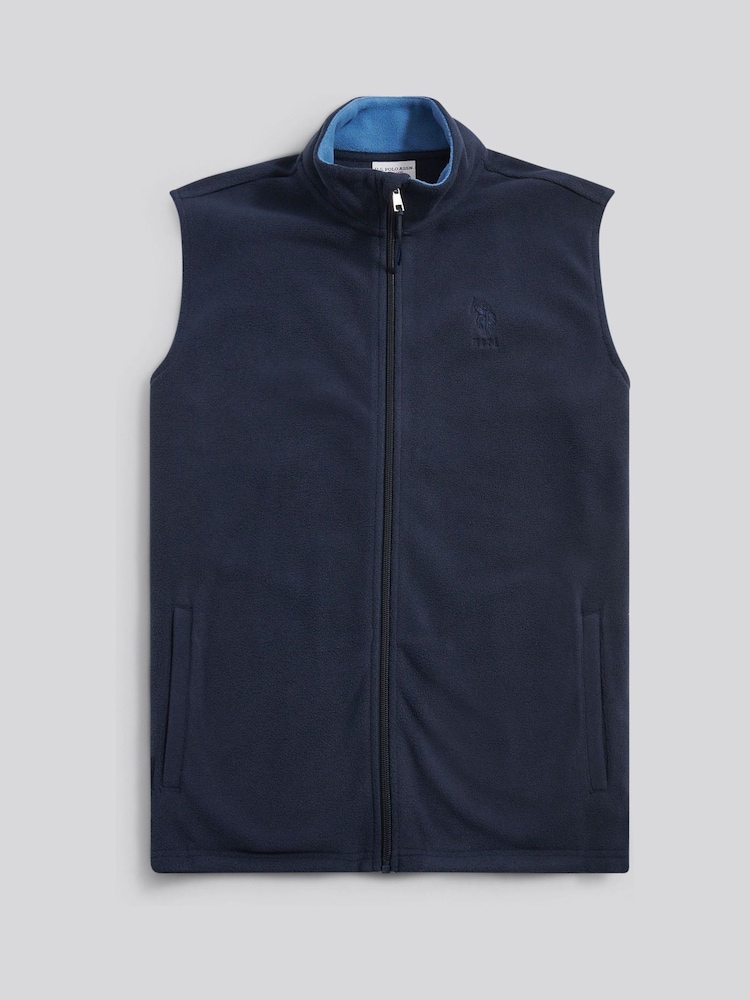 U.S. Polo Assn Blue Micro Fleece Gilet - Image 1 of 3 U.S. Polo Assn Blue Micro Fleece Gilet - Image 1 of 3