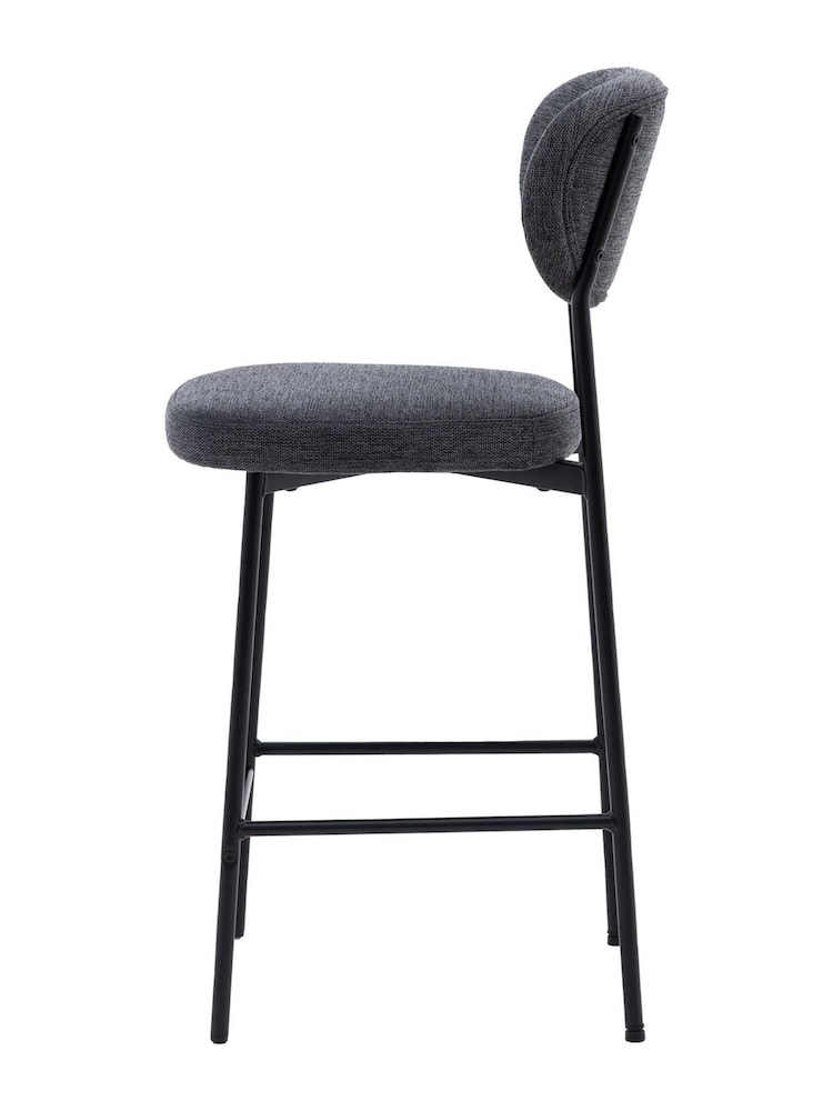 Gallery Home Set of 2 Charcoal Grey Orion Stools - Image 6 of 6
