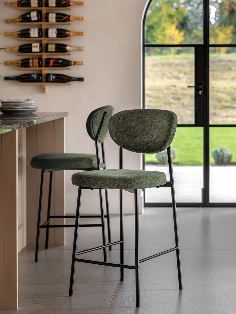 Gallery Home Set of 2 Green Orion Stools - Image 1 of 8 Gallery Home Set of 2 Green Orion Stools - Image 1 of 8