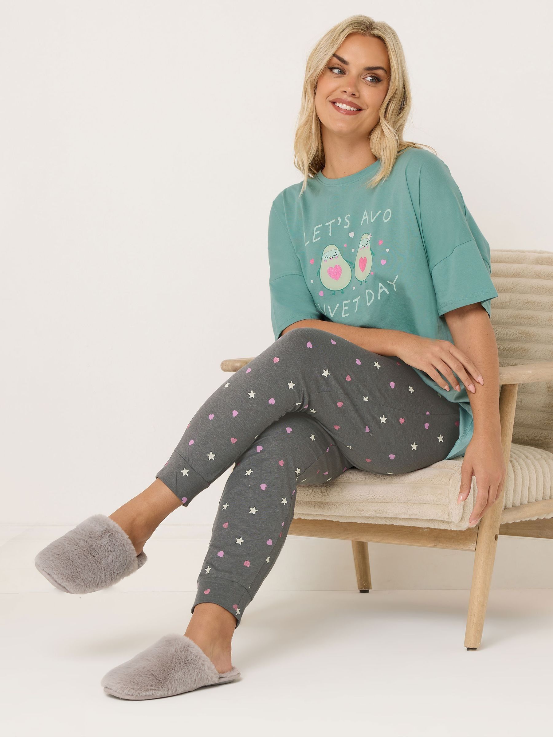 Buy Yours Curve Green Short Sleeve Cuffed Pyjamas Set from Next Canada