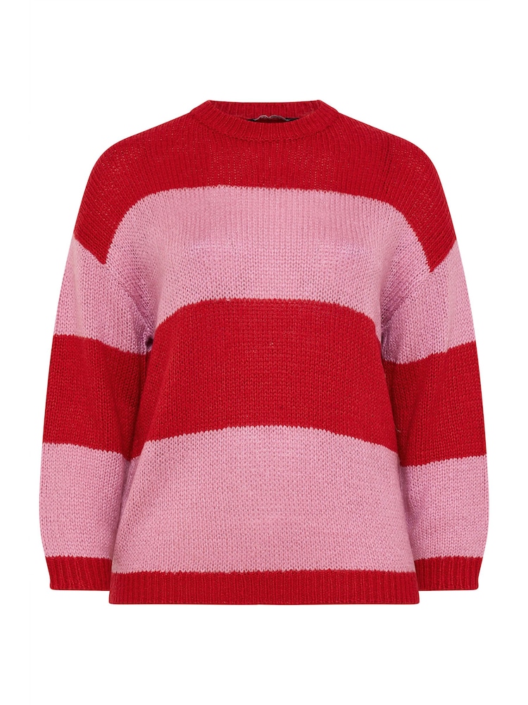 Yours Curve Red Lofty Yarn Stripe Jumper - Image 5 of 5 Yours Curve Red Lofty Yarn Stripe Jumper - Image 5 of 5